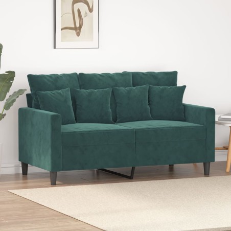 vidaXL Divano a 2 Posti Verde Scuro 120 cm in Velluto