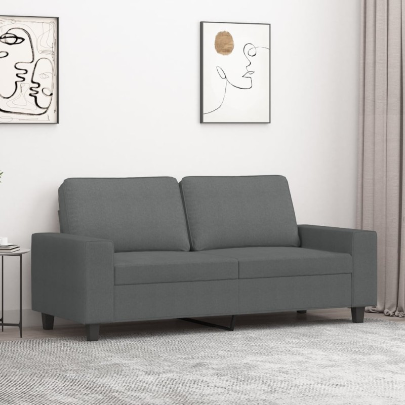 vidaXL Divano a 2 Posti Grigio Scuro 140 cm in Tessuto