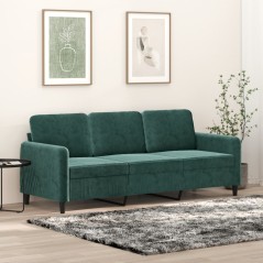 vidaXL Divano a 3 Posti Verde Scuro 180 cm in Velluto