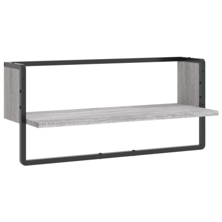 vidaXL Mensola a Parete con Asta Grigio Sonoma 65x25x30 cm