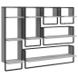 vidaXL Set Mensole Parete con Aste 6pz Grigio Sonoma Legno Multistrato vidaXL Set Mensole Parete con Aste 6pz Grigio Sonoma Legno Multistrato