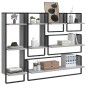 vidaXL Set Mensole Parete con Aste 6pz Grigio Sonoma Legno Multistrato vidaXL Set Mensole Parete con Aste 6pz Grigio Sonoma Legno Multistrato