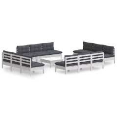 vidaXL Set Divani da Giardino 13 pz e Cuscini Antracite Legno di Pino