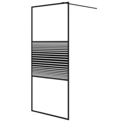 vidaXL Parete Doccia Walk in Nero 90x195 cm Vetro Trasparente ESG