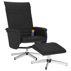 vidaXL Poltrona Massaggio Reclinabile con Sgabello Nero in Similpelle