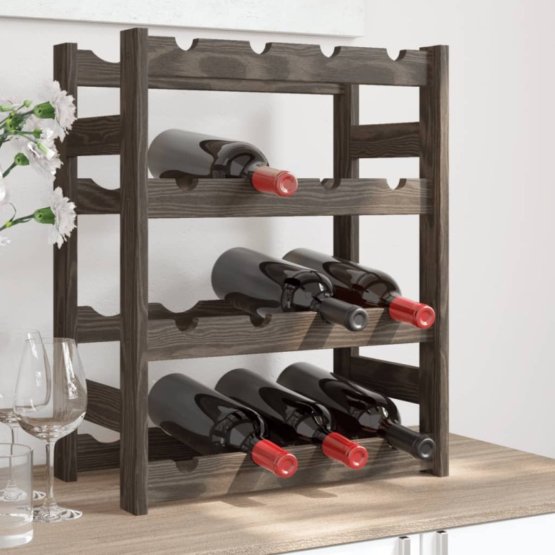 vidaXL Portabottiglie per 16 Bottiglie Grigio Legno Massello di Pino vidaXL Portabottiglie per 16 Bottiglie Grigio Legno Massello di Pino