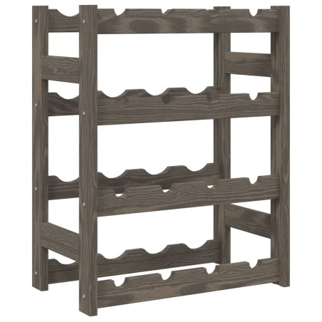 vidaXL Portabottiglie per 16 Bottiglie Grigio Legno Massello di Pino