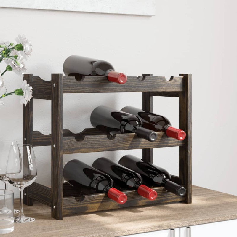vidaXL Portabottiglie per 12 Bottiglie Nero Legno Massello di Pino vidaXL Portabottiglie per 12 Bottiglie Nero Legno Massello di Pino