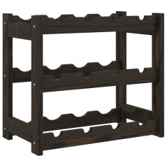vidaXL Portabottiglie per 12 Bottiglie Nero Legno Massello di Pino