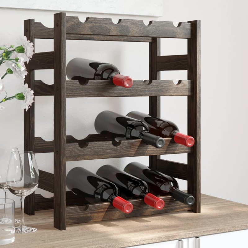 vidaXL Portabottiglie per 16 Bottiglie Nero Legno Massello di Pino vidaXL Portabottiglie per 16 Bottiglie Nero Legno Massello di Pino