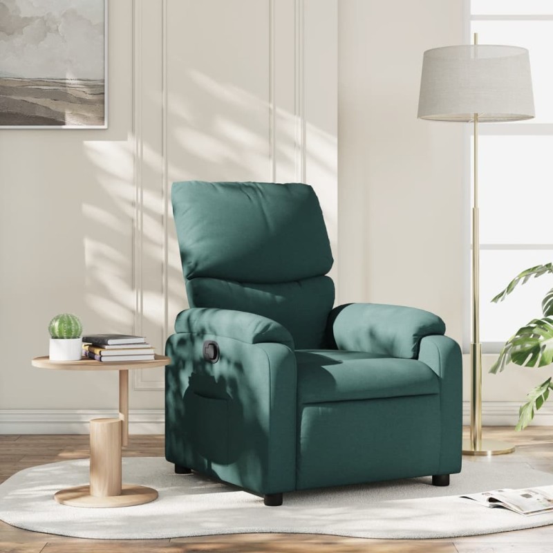 vidaXL Poltrona Reclinabile in Tessuto Verde Scuro