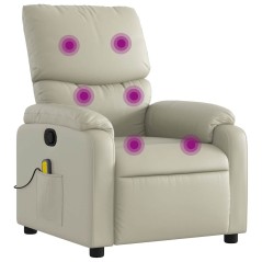 vidaXL Poltrona da Massaggiante Reclinabile Crema Similpelle