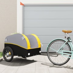 vidaXL Rimorchio da Bici Nero e Giallo 45 kg in Ferro
