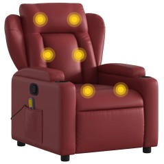 vidaXL Poltrona Massaggiante Reclinabile Rosso vino in Similpelle