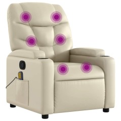 vidaXL Poltrona da Massaggiante Reclinabile Crema Similpelle