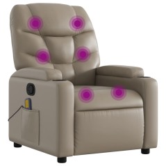 vidaXL Poltrona Massaggiante Reclinabile cappuccino in Similpelle