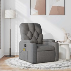 vidaXL Poltrona Massaggiante Reclinabile Grigio Scuro in Tessuto