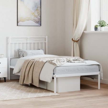 vidaXL Giroletto con Testiera Metallo Bianco 90x200 cm