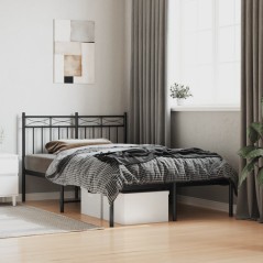vidaXL Giroletto con Testiera in Metallo Nero 120x190 cm
