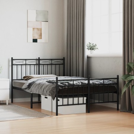 vidaXL Giroletto con Testiera e Pediera Metallo Nero 120x190 cm