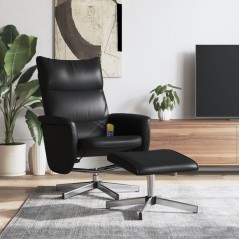 vidaXL Poltrona Massaggio Reclinabile con Sgabello Nero in Similpelle