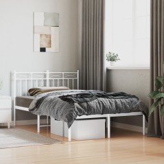 vidaXL Giroletto con Testiera in Metallo Bianco 120x200 cm