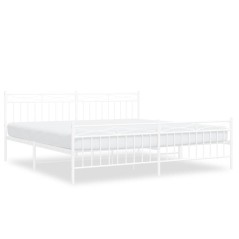 vidaXL Giroletto con Testiera e Pediera Metallo Bianco 200x200 cm