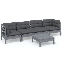vidaXL Set Divani da Giardino 5 pz con Cuscini Legno Massello di Pino