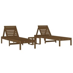 vidaXL Lettini con Tavolino 2 pz ambra in Legno Massello di Pino