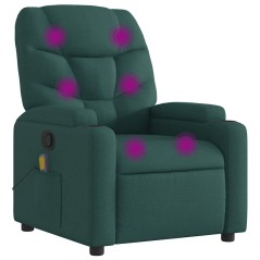 vidaXL Poltrona Massaggiante Reclinabile Verde Scuro in Tessuto