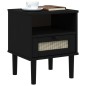 vidaXL Comodino SENJA Nero Aspetto Rattan 40x35x48 cm in Legno di Pino vidaXL Comodino SENJA Nero Aspetto Rattan 40x35x48 cm in Legno di Pino