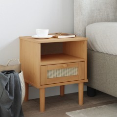 vidaXL Comodino SENJA Marrone Aspetto Rattan 40x35x48 cm in Legno Pino