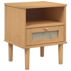 vidaXL Comodino SENJA Marrone Aspetto Rattan 40x35x48 cm in Legno Pino