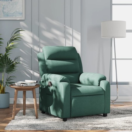 vidaXL Poltrona Reclinabile in Tessuto Verde Scuro