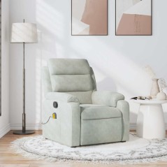 vidaXL Poltrona Massaggiante Reclinabile Grigio Chiaro in Velluto