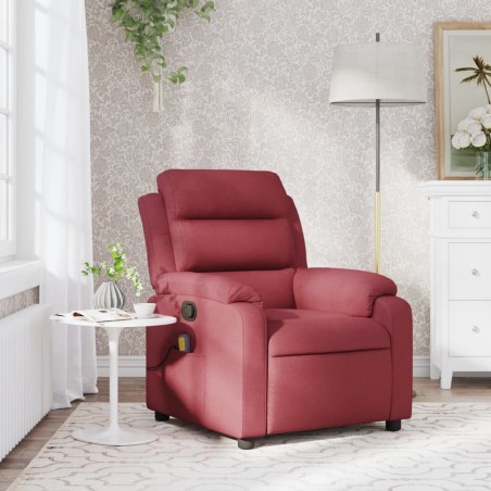 vidaXL Poltrona Massaggiante Reclinabile Rosso Vino in Tessuto