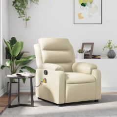 vidaXL Poltrona da Massaggiante Reclinabile Crema Similpelle