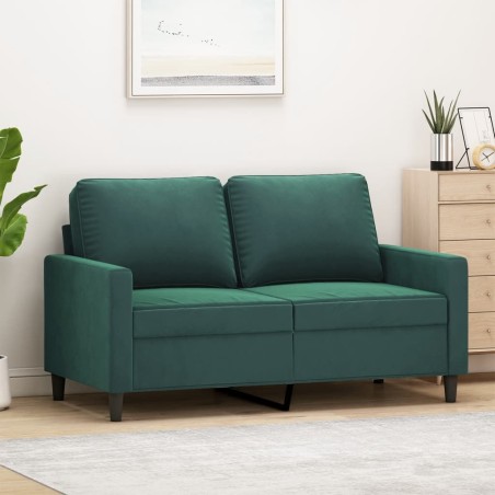 vidaXL Divano a 2 Posti Verde Scuro 120 cm in Velluto