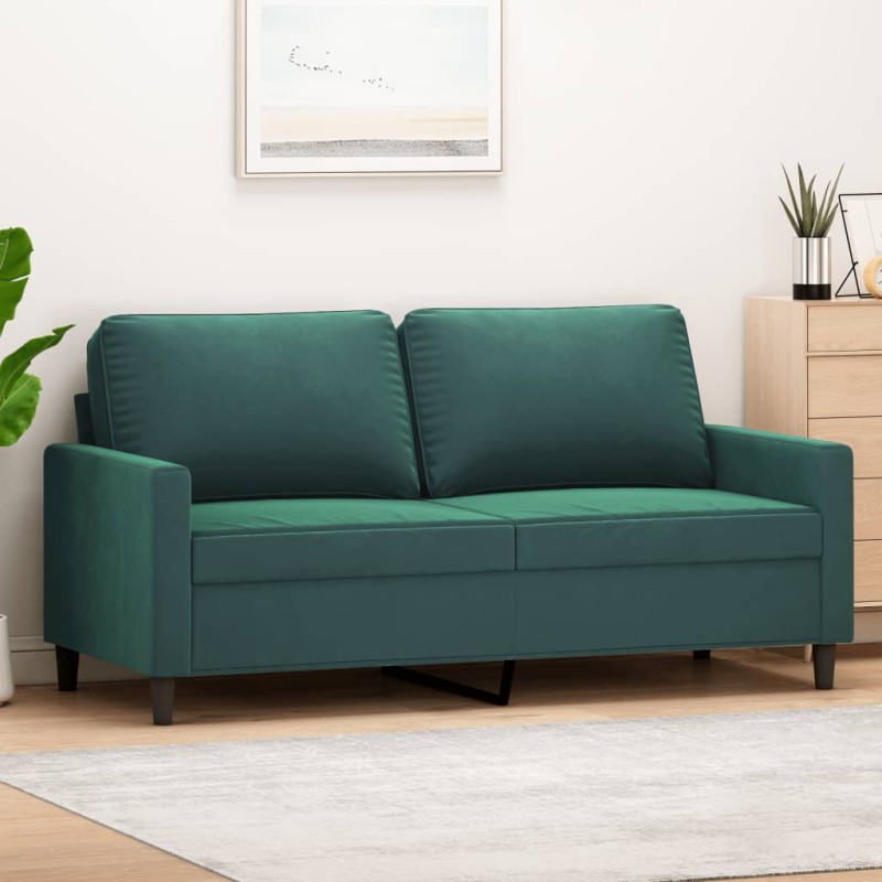 vidaXL Divano a 2 Posti Verde Scuro 140 cm in Velluto vidaXL Divano a 2 Posti Verde Scuro 140 cm in Velluto