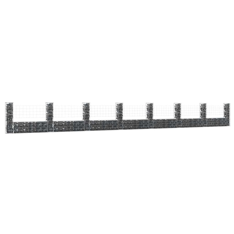 vidaXL Cesto Gabbione a U con 8 Pali in Ferro 860x20x100 cm vidaXL Cesto Gabbione a U con 8 Pali in Ferro 860x20x100 cm
