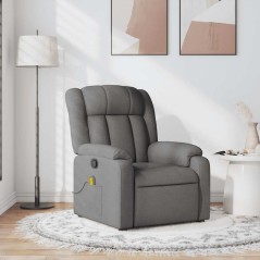 vidaXL Poltrona Massaggiante Reclinabile Grigio Scuro in Tessuto