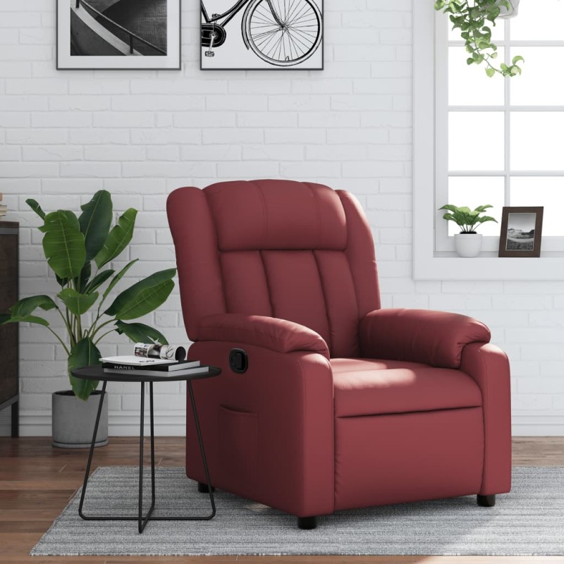 vidaXL Poltrona Reclinabile Rosso Vino in Similpelle
