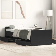 vidaXL Giroletto con Testiera e Pediera Nero 75x190 cm