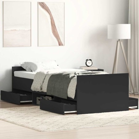vidaXL Giroletto con Testiera e Pediera Nero 100x200 cm