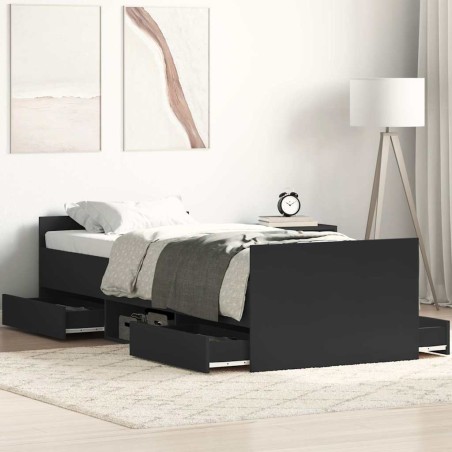 vidaXL Giroletto con Testiera e Pediera Nero 90x190 cm