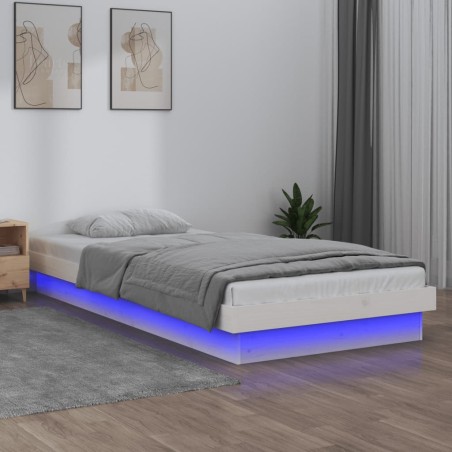 vidaXL Giroletto con LED Bianco 100x200 cm in Legno Massello