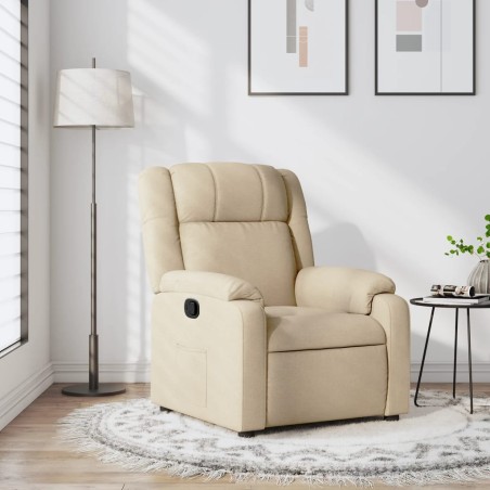 vidaXL Poltrona Reclinabile in Tessuto Crema