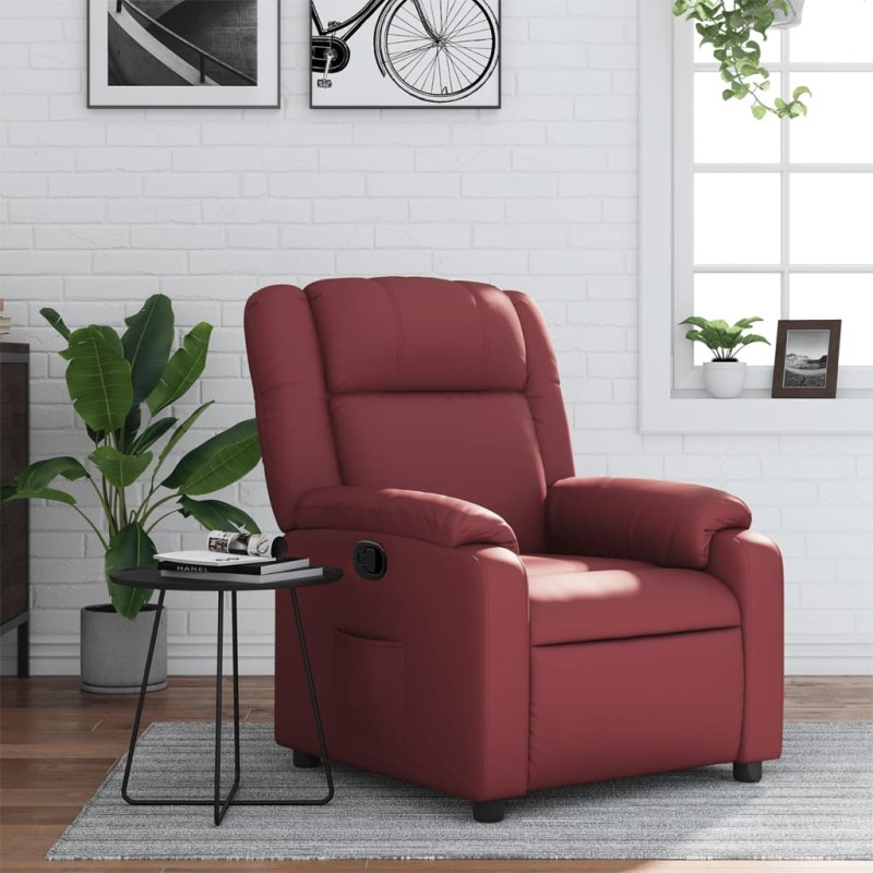 vidaXL Poltrona Reclinabile Rosso Vino in Similpelle