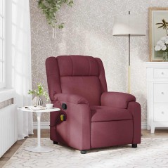 vidaXL Poltrona Massaggiante Reclinabile Rosso Vino in Tessuto