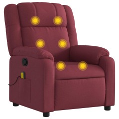 vidaXL Poltrona Massaggiante Reclinabile Rosso Vino in Tessuto